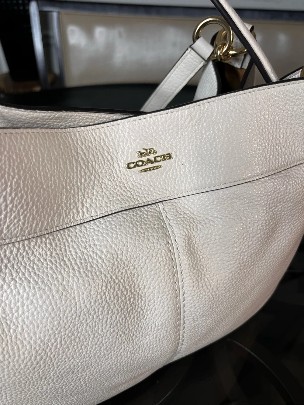Coach Lexy Shoulder, Hand Bag White Ivory Soft Pebbled Leather